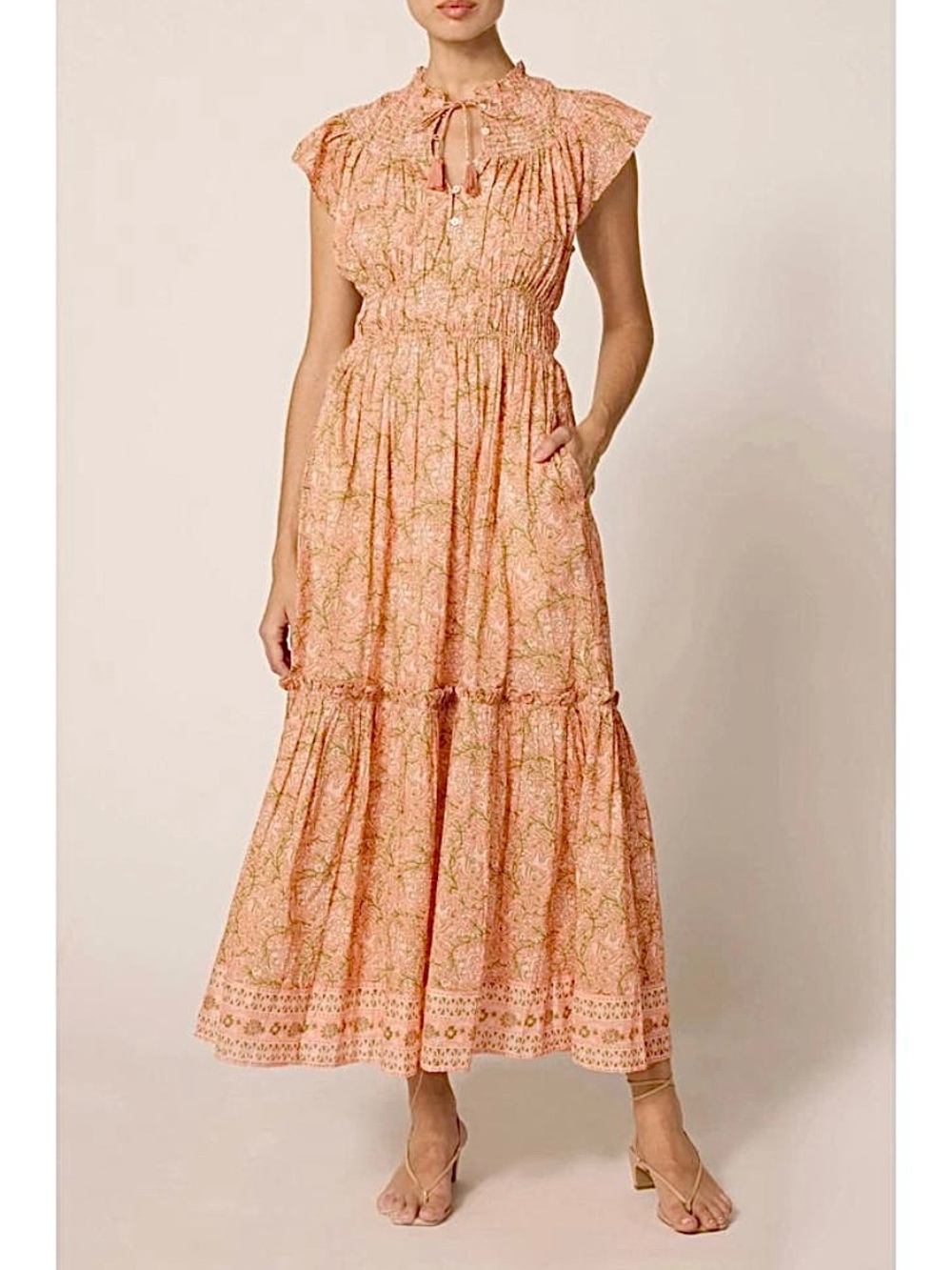 Cleobella Indira Ankle Dress in the Cecil Blush Floral Print